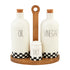 Mud Pie Checkered Oil & Vinegar Caddy Set