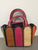 Stitched Color Block Patchwork Satchel -Red