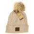 Large Patch Heathered Pom Beanie